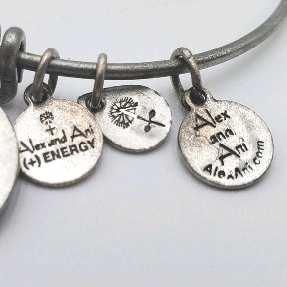 Alex & Ani Adjustable Bangle Silver Tone Charm Bracelet - Picture 3 of 3